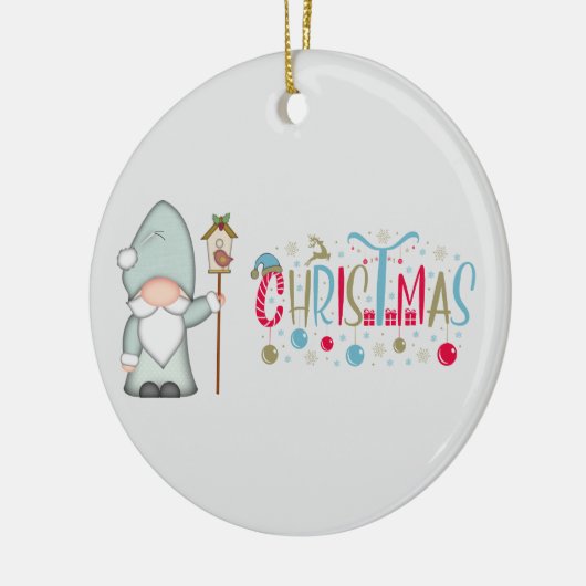 Kersttomte Gnome Keramisch Ornament (Links)