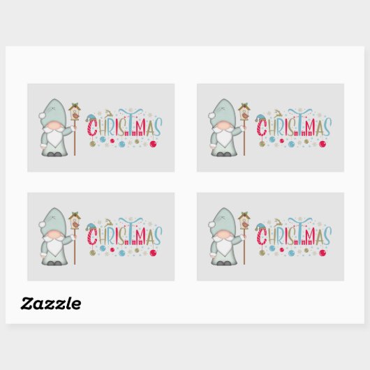 Kersttomte Gnome Rechthoekige Sticker (Vel)