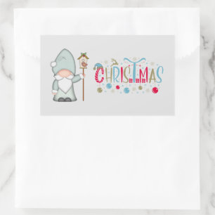 Kersttomte Gnome Rechthoekige Sticker