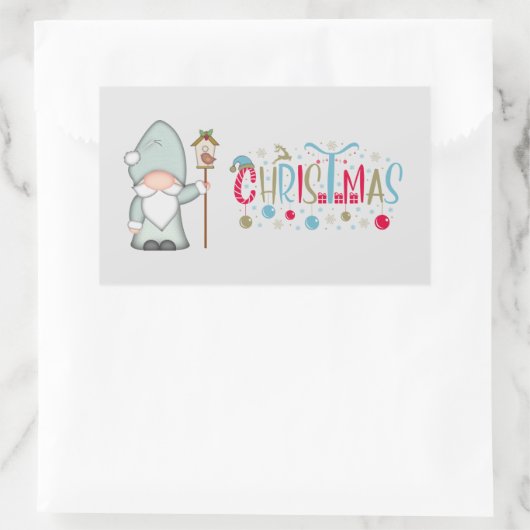 Kersttomte Gnome Rechthoekige Sticker (Tas)