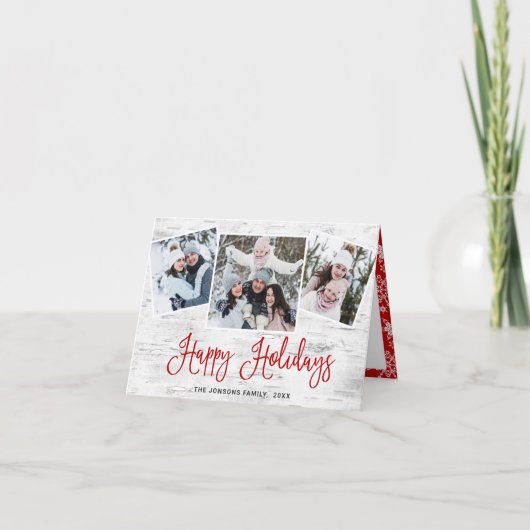kersttong Birch Bark 3 PHOTO Greep Feestdagen Kaart (Voorkant)