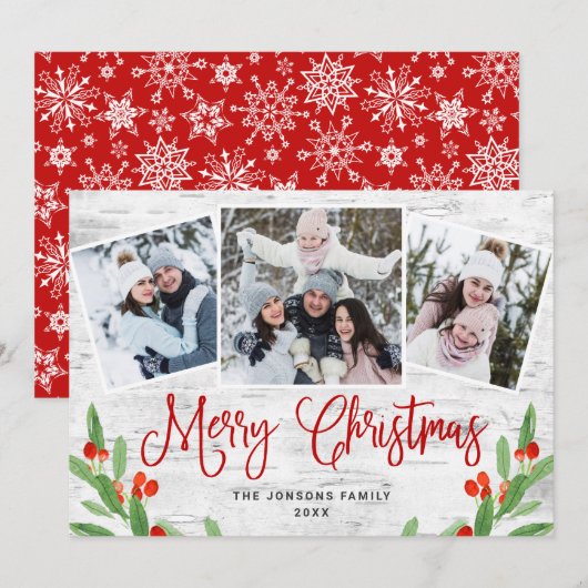 kersttong Birch Bark 3 PHOTO Greep Feestdagenkaart (Voorkant / Achterkant)