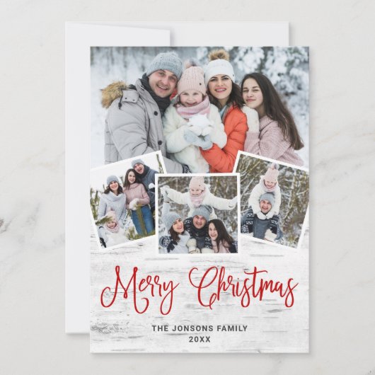 kersttong Birch Bark 4 PHOTO Greep Feestdagenkaart (Voorkant)