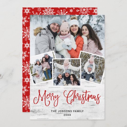 kersttong Birch Bark 4 PHOTO Greep Feestdagenkaart (Voorkant / Achterkant)