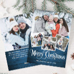 kersttong blauw hout 5-fotografie feestdagenkaart<br><div class="desc">kersttong Blue Wood 5 PHOTO Greeting Holiday Kaart.</div>