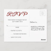 kersttong Boho Floral Burgundy Gold RSVP Briefkaart (Achterkant)