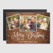 kersttong bruin hout 3 FOTO-magneetkaart (Voorkant / Achterkant)