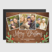 kersttong bruin hout 3 FOTO-magneetkaart (Voorkant / Achterkant)