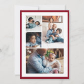 kersttong floral 5 foto-collage burgundy feestdagenkaart (Achterkant)
