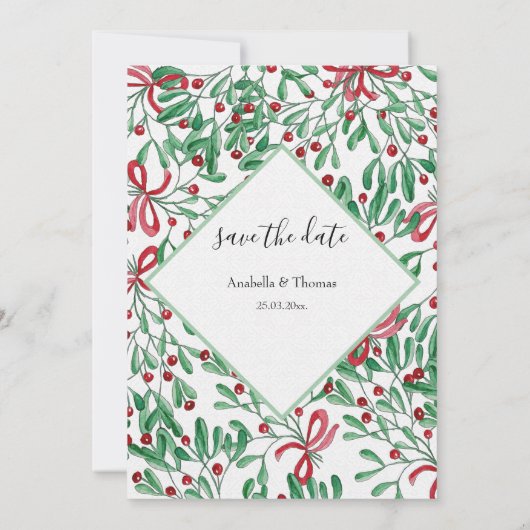 kersttong Mistletoe Waterverf met handbeschilderd Aankondiging (Achterkant)