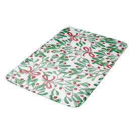 kersttong Mistletoe Waterverf met handbeschilderd Badmat