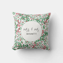kersttong Mistletoe Waterverf met handbeschilderd Buitenkussen
