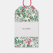 kersttong Mistletoe Waterverf met handbeschilderd Cadeaulabel (Achterkant)