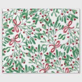 kersttong Mistletoe Waterverf met handbeschilderd Cadeaupapier (Vlak)