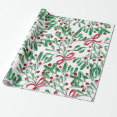 kersttong Mistletoe Waterverf met handbeschilderd Cadeaupapier (Uitgerold)