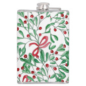 kersttong Mistletoe Waterverf met handbeschilderd Heupfles (Achterkant)