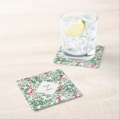 kersttong Mistletoe Waterverf met handbeschilderd Kartonnen Onderzetters (Insitu)