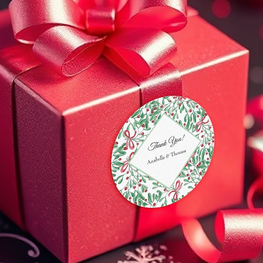 kersttong Mistletoe Waterverf met handbeschilderd Ronde Sticker