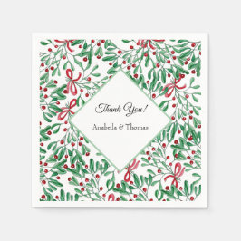 kersttong Mistletoe Waterverf met handbeschilderd Servet
