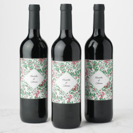 kersttong Mistletoe Waterverf met handbeschilderd Wijn Etiket