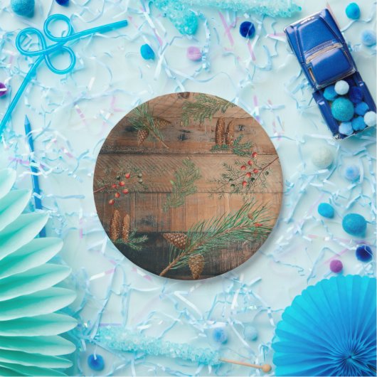 kersttong naaldbomen Pijnhout Papieren Bordje (Feest)