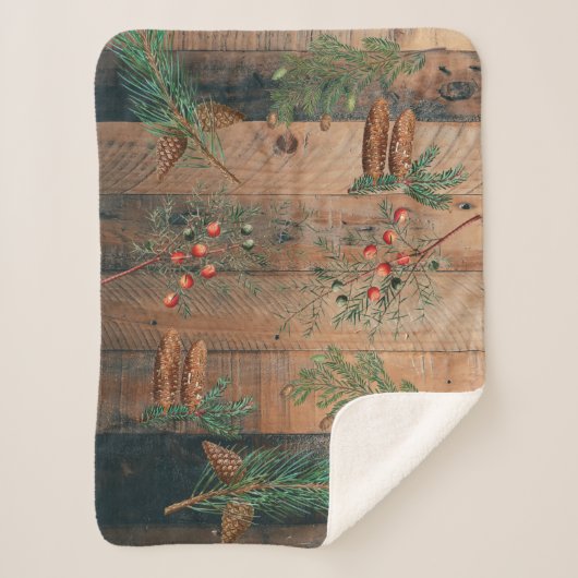 kersttong naaldbomen Pijnhout Sherpa Deken (Voorkant)