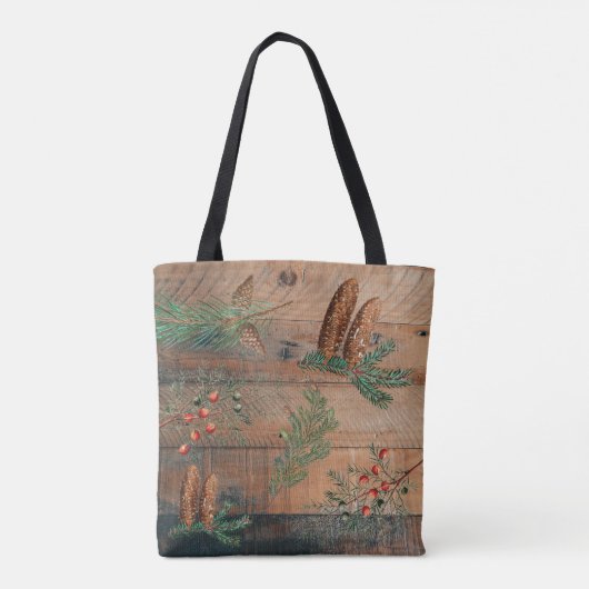 kersttong naaldbomen Pijnhout Tote Bag (Achterkant)