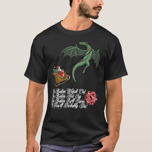 kersttong Santa Funny Dungeons en Dragons T-shirt (Voorkant)
