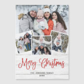 kersttong White Wood 4 FOTO Magnetic Kaart (Voorkant)