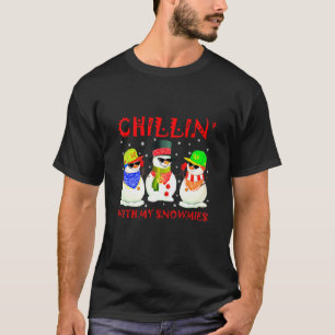 Kersttop hap muziek snowman chillin met mijn sn t-shirt