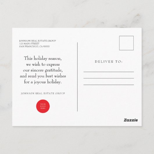 kersttouwen | PRETTIGE FEESTDAGEN Briefkaart (Achterkant)