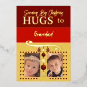 kersttouwtjes opa en foto's toevoegen gouden schof folie feestdagenkaart (Voorkant)