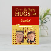 kersttouwtjes opa en foto's toevoegen gouden schof folie feestdagenkaart (Staand Voorkant)