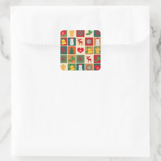 kersttouwtjes vierkante sticker (Tas)