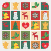 kersttouwtjes vierkante sticker (Voorkant)