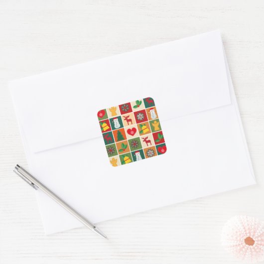 kersttouwtjes vierkante sticker (Envelop)
