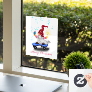 kersttouwtjes voor schaatstaarkoepel met cadeaus raamsticker