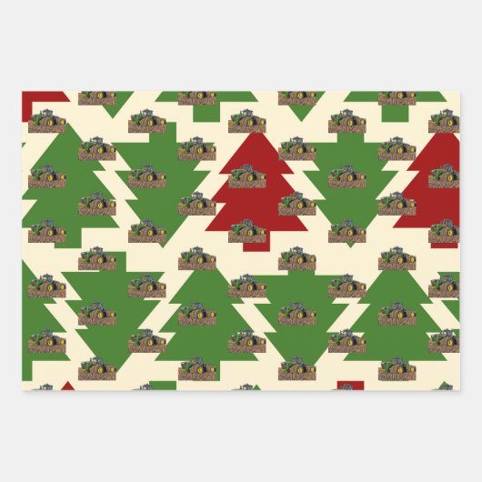 Kersttractor Boerderij apparatuur Inpakpapier Vel (Voorkant 2)