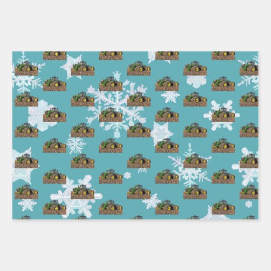 Kersttractor Boerderij apparatuur Inpakpapier Vel (Voorkant 3)