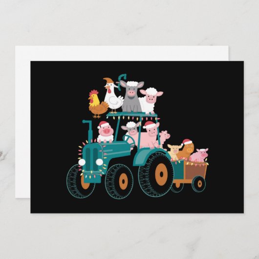 Kersttractor Boerderij Funny Holiday Feestdagenkaart (Voorkant / Achterkant)