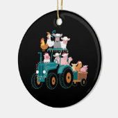 Kersttractor Boerderij Funny Holiday Keramisch Ornament (Links)