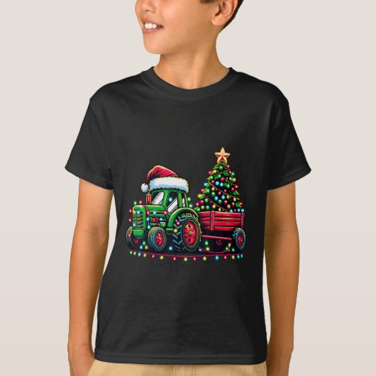 Kersttractor Boys Santa Xmas Boerderij Truck T-shirt (Voorkant)