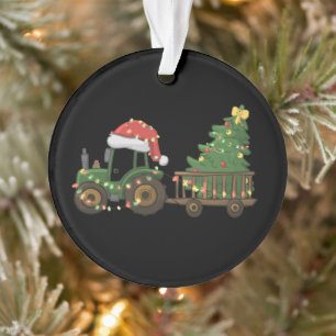 Kersttractor met boom boer boerderij ornament