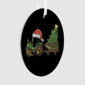 Kersttractor met boom boer boerderij ornament (voorkant)