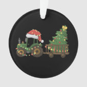 Kersttractor met boom boer boerderij ornament (voorkant)