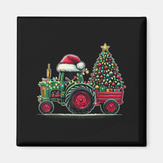 Kersttractor Santa Xmas Boerderij Truck Magneet (Voorkant)