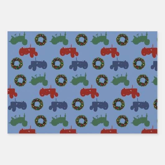 Kersttractoren patterned inpakpapier vel (Voorkant 3)