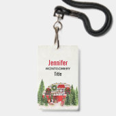 Kersttrailer Camper Outdoorsy Thema Badge (Achterkant met lanyard)