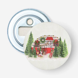 Kersttrailer Camper Outdoorsy Thema Button Flesopener