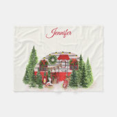 Kersttrailer Camper Outdoorsy Thema Fleece Deken (Voorkant (Horizontaal))